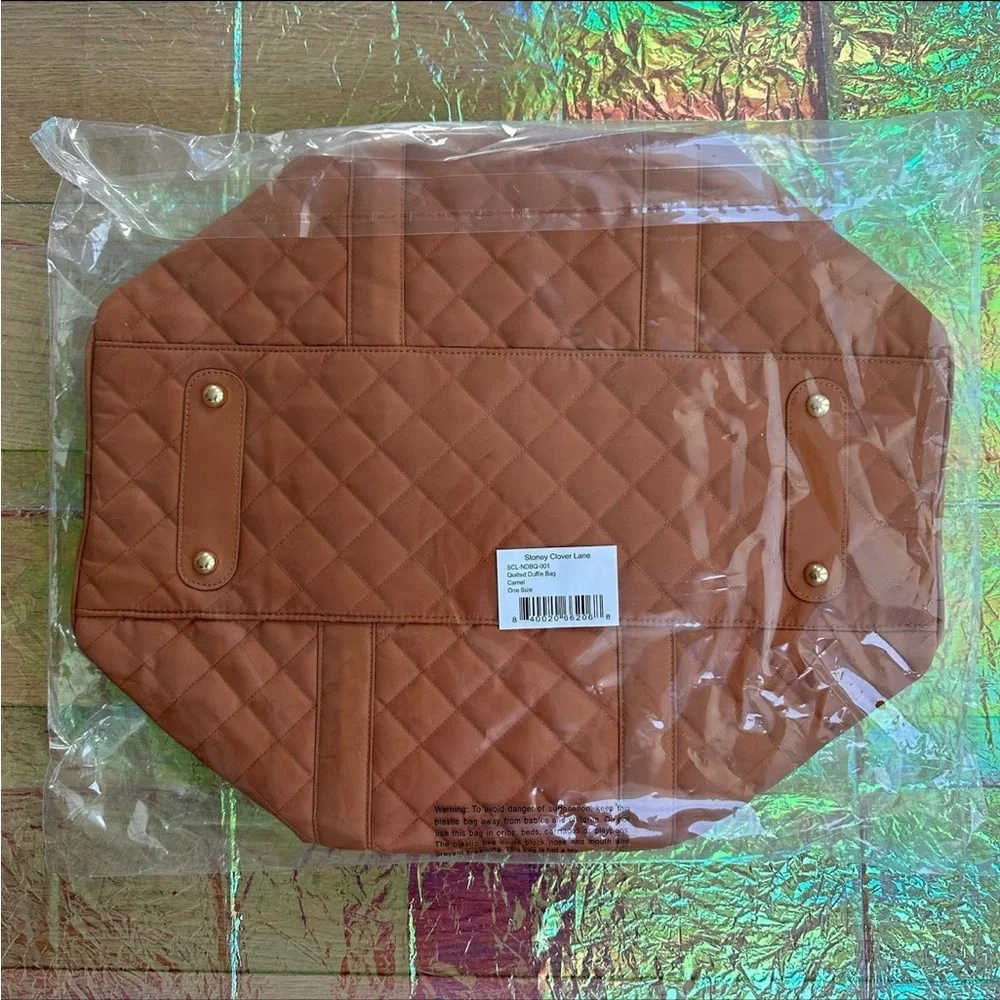 🆕 Stoney Clover Lane Quilted Diamond Camel Desert Dreams Nylon Classic Duffle
